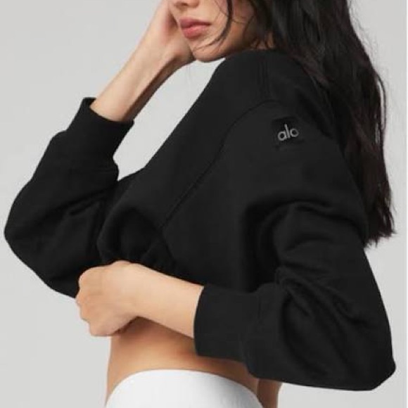 NWT - alo yoga devotion crew neck pullover size S in Black - Picture 3 of 6